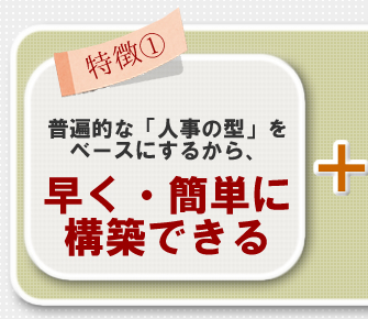 普遍的な「人事の型」を ベースにするから、 「早く・簡単に 構築できる」